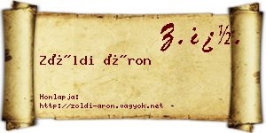 Zöldi Áron névjegykártya